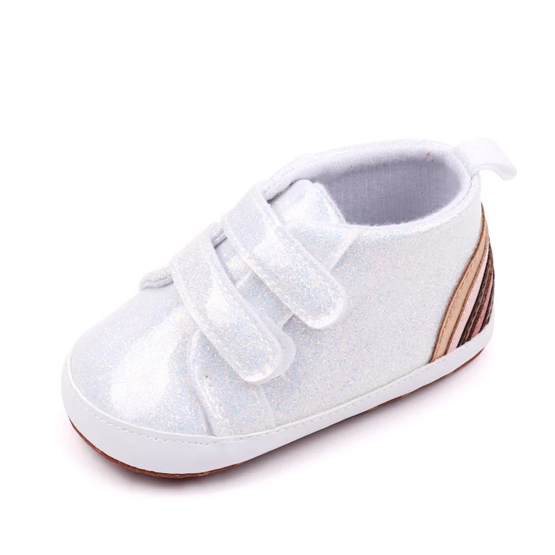 Bayi perempuan Premium sepatu bayi flat PU sepatu Crib jalan pertama untuk Festival Baby Shower