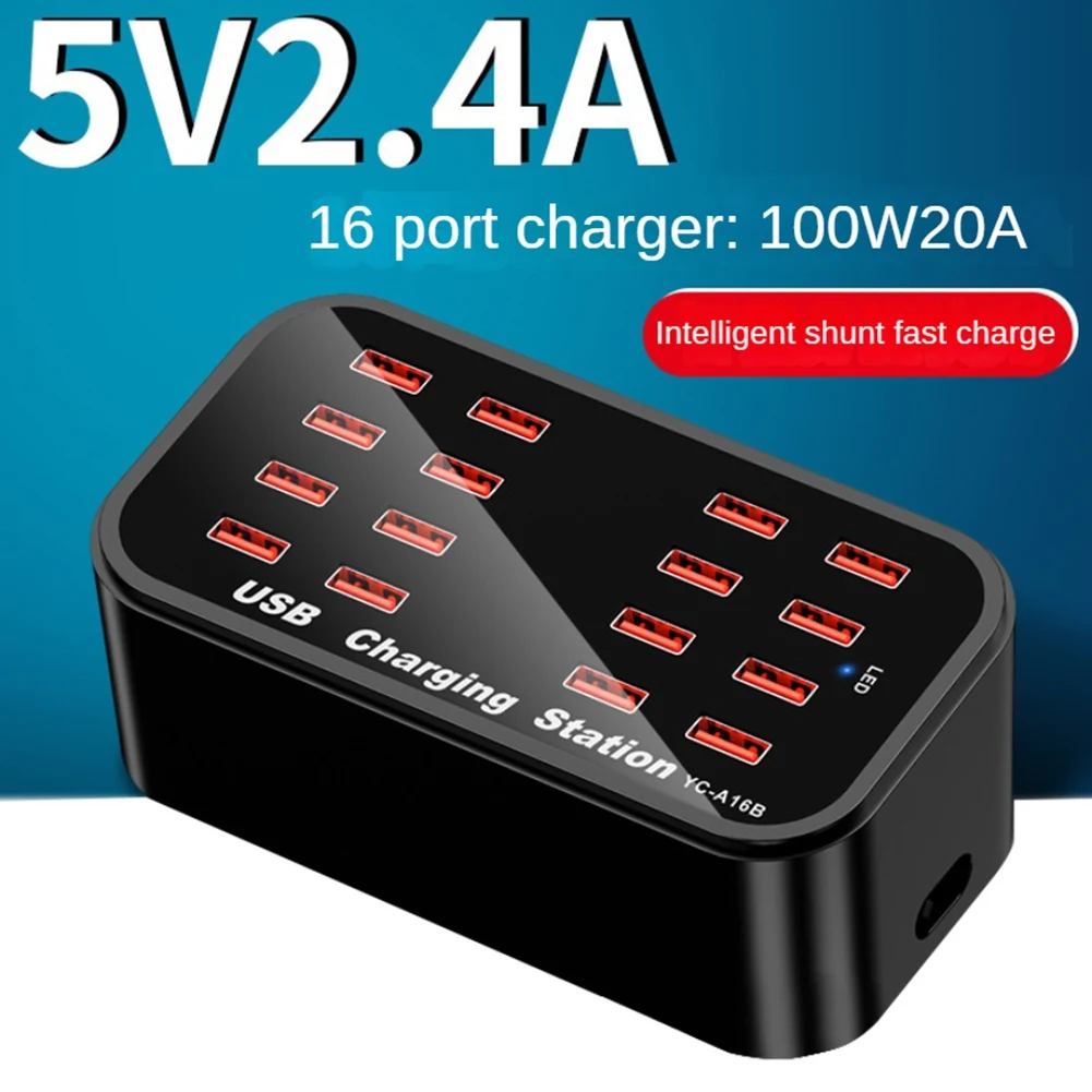 16 Port USB Charging Station Charging Station USB Charger For Car Headphones Multiple Devices Laptop Smartphones