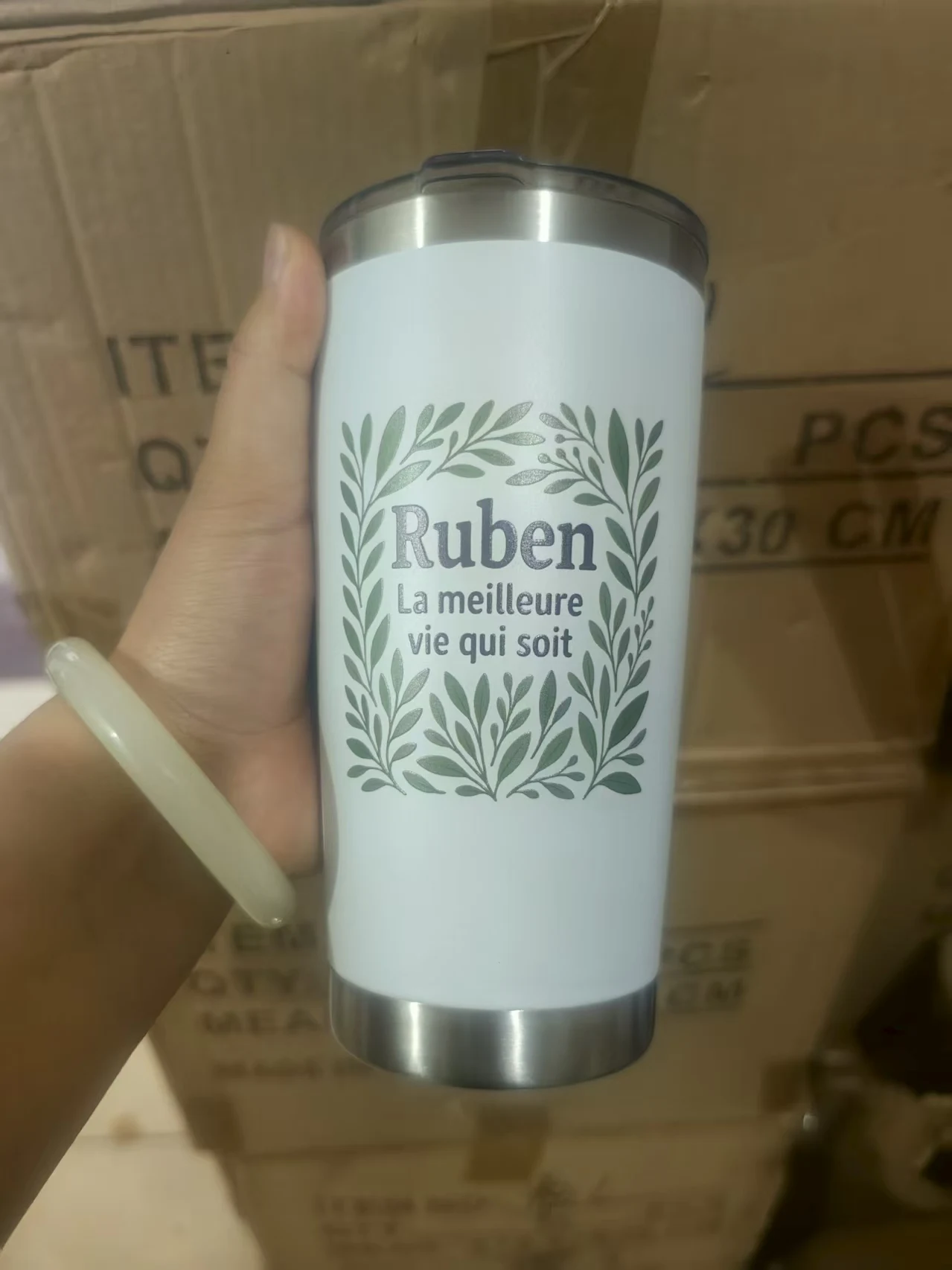 شعار صورة صورة هدية رائجة البيع الفولاذ المقاوم للصدأ شعار مخصص البهلوانات أكواب القهوة القدح بكميات كبيرة 20 أوقية أكواب السفر سيارة #6