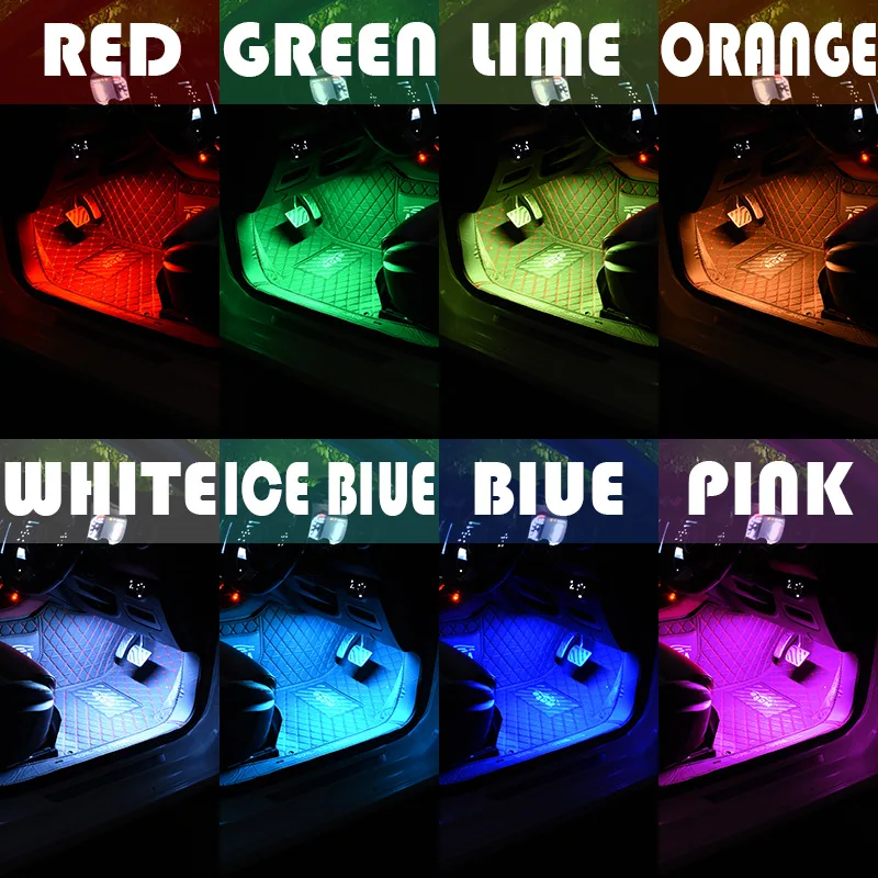 48 LED Car Interior Ambient Foot Light 2 to 1 Wireless Music APP Bluetooth Remote Control Auto RGB Atmosphere Decorative Lamp