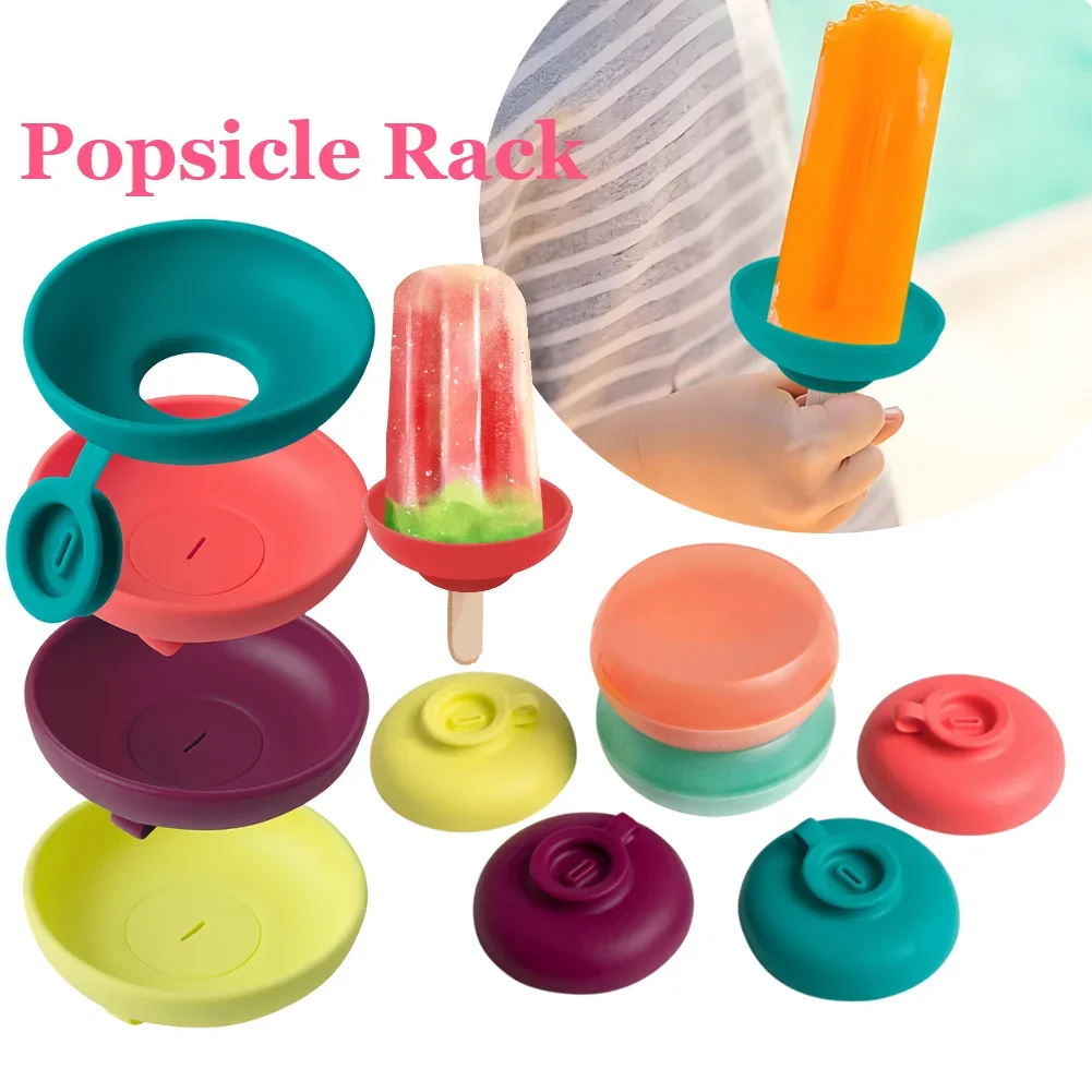 Colorful Drip Free Popsicle Holder Silicone Freeze Ice Popsicle Holders Reusable Mess-Free Anti-drip Ice Cream Tray For Kids image 3
