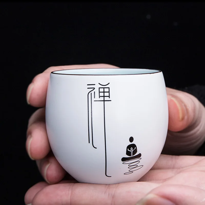 Ding Kiln Matte Ceramic Master Cup Zen Dragon Egg Non-Spill Cup Tea Set Tasting Cup Personal Cup for Drinking Tea