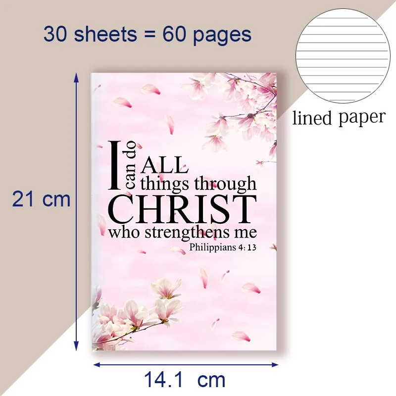 A5 Notebook Writing Note Book Philippians 4:13 Quote - I Can Do All Things Through Christ Who Strength Me - Christ Bible Faith