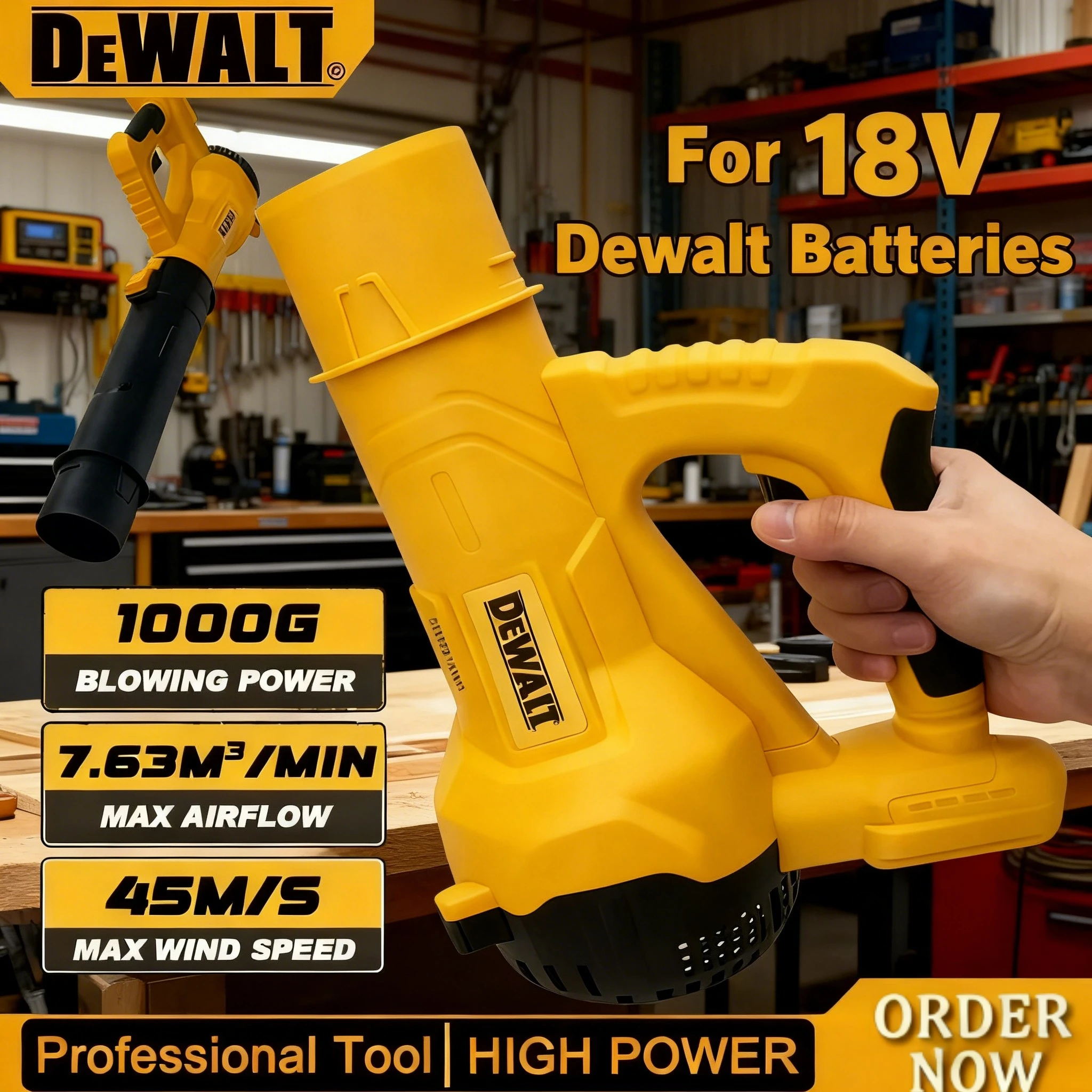 

Dewalt Cordless Electric Leaf Blower Long Tube Blower Garden Leaf Sweeping Tool Home Courtyard Snow Cleaner for 18V Battery