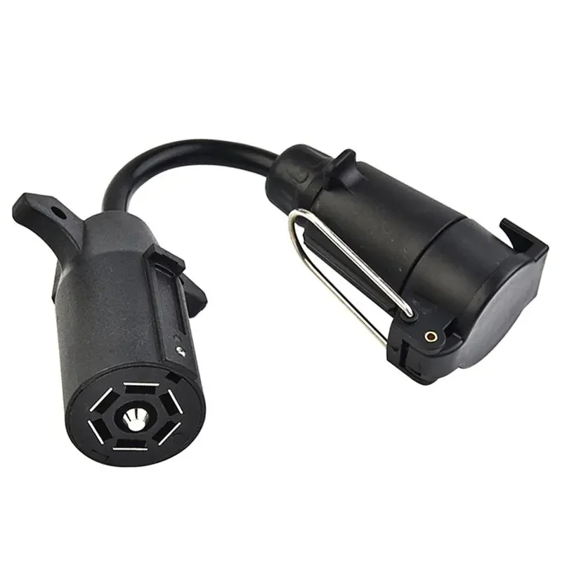 For US To European Trailer Conversion 7-Way Blade Socket To 7-Pin Round Trailer Light Adapter Converter