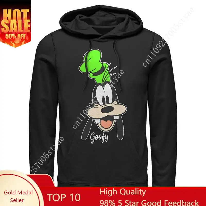 

Disney Men's Mickey & Friends Goofy Portrait Pullover Hoodie Stylish Graphic Design with Iconic Goofy Smile Signature Official