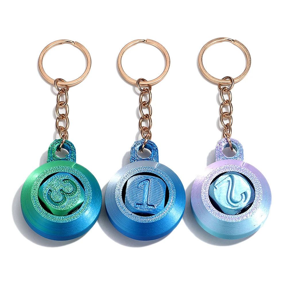 3D Printed Rotatable Number Keychain Gradient Color Spinning Digital Key Ring Creative Fidget Toy Key Pendant Backpack Bag Gift