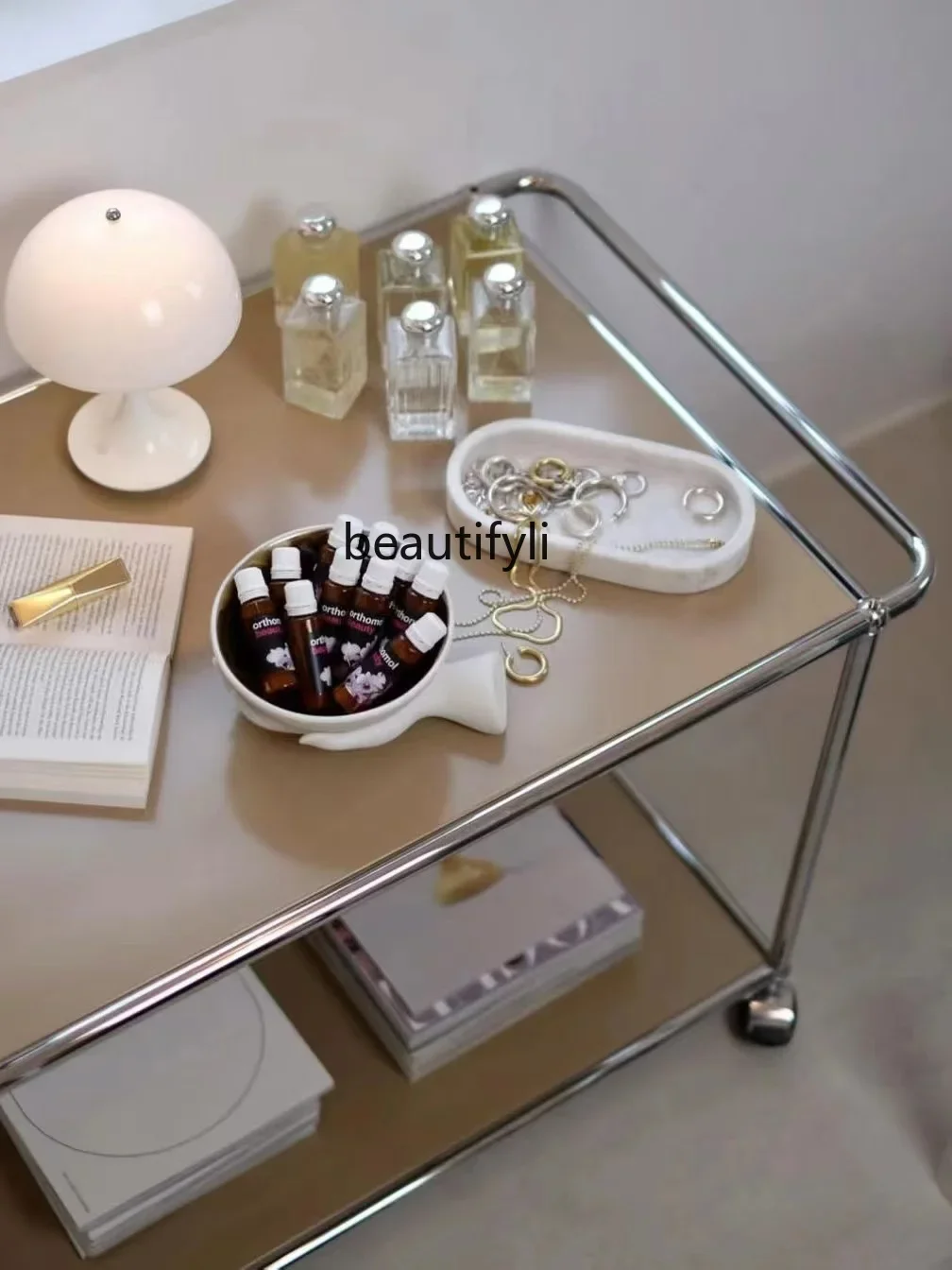 S Dining Car Stainless Steel Module Combination Sofa Small Table Removable Storage Cart Light Luxury and Simplicity furniture