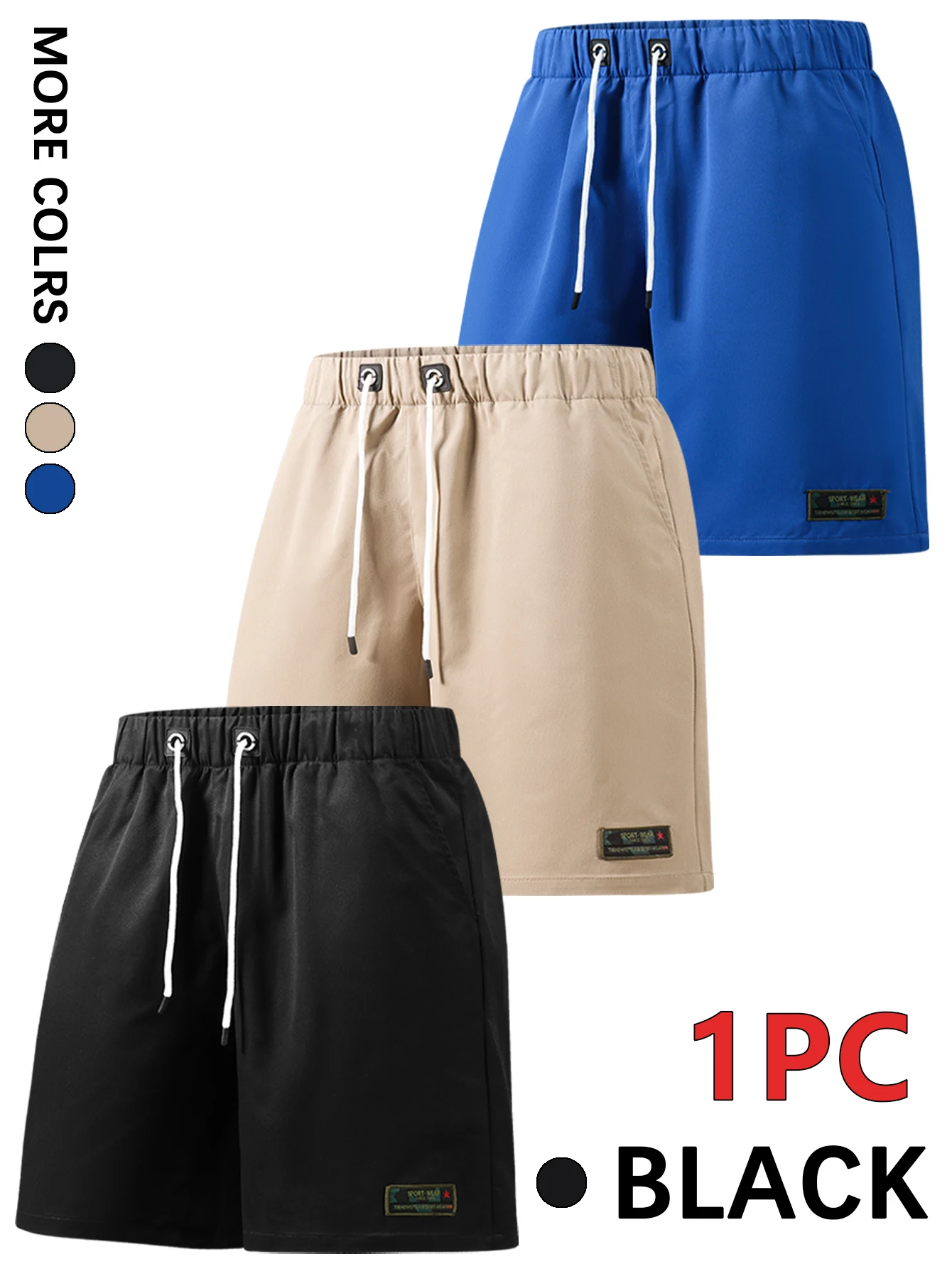 Pantalones cortos casuales con logotipo bordado para hombre, drapeados lisos, suaves antiarrugas, tela cómoda, modernos y versátiles, transpirables y agradables para la piel, adecuados para deportes al aire libre, ejercicio y fitness, uso diario