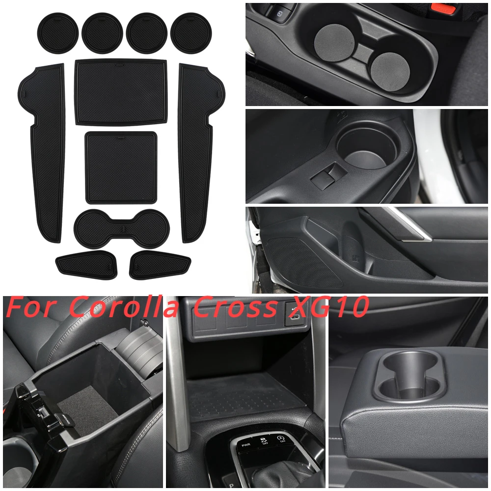 Car Door Groove Mat for Toyota Corolla Cross XG10 2021 2022 2023 2024 Dust-proof Pad Cup Cushion Gate Slot Mats 11pc Accessories