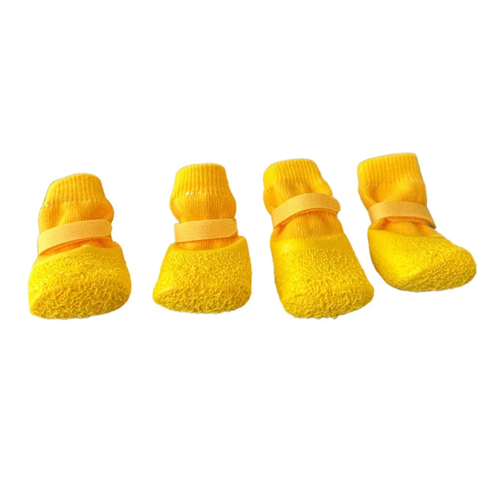 4Pcs/Set Anti-slip Dog Shoes Waterproof Anti-dirty Dog Foot Cover Wear Resistant Breathable Pet Paw Protector Autumn Winter
