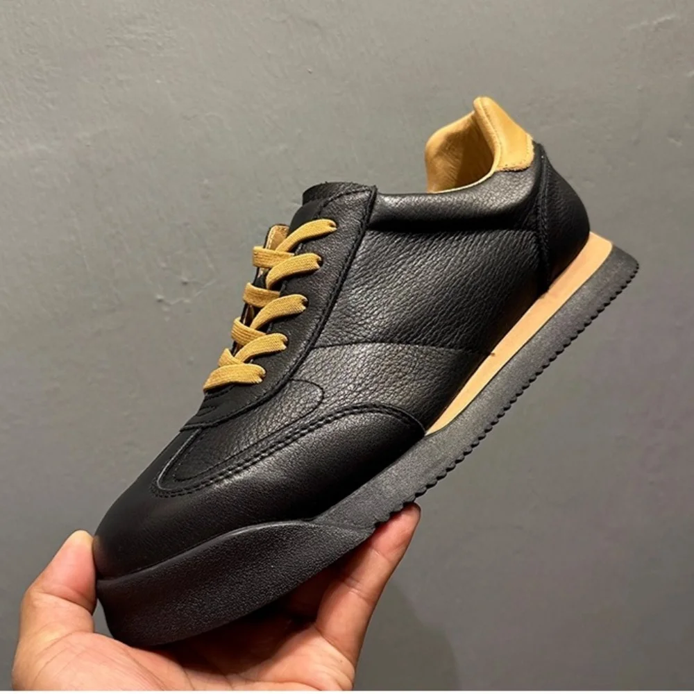 

Классические модные кроссовки из натуральной кожи для мужчин, повседневные кроссовки для бега, стильные кеды для повседневной носки.