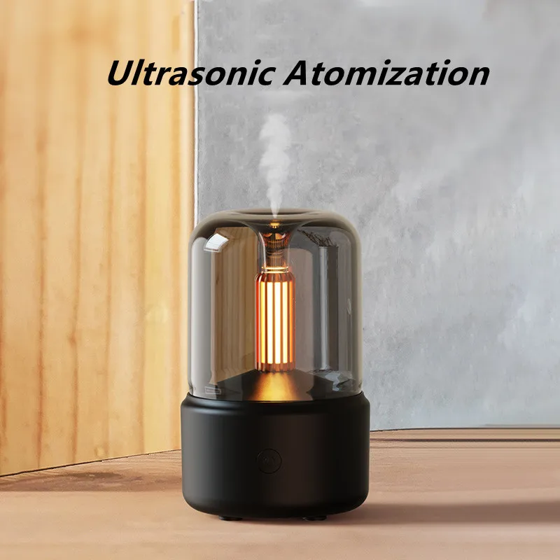 2023 Nieuwe Kaarslamp Aroma Diffuser Luchtbevochtiger Elektrische Aromatherapie Diffuser 120Ml Vlam Luchtbevochtiger Usb Desktop Nachtlampje