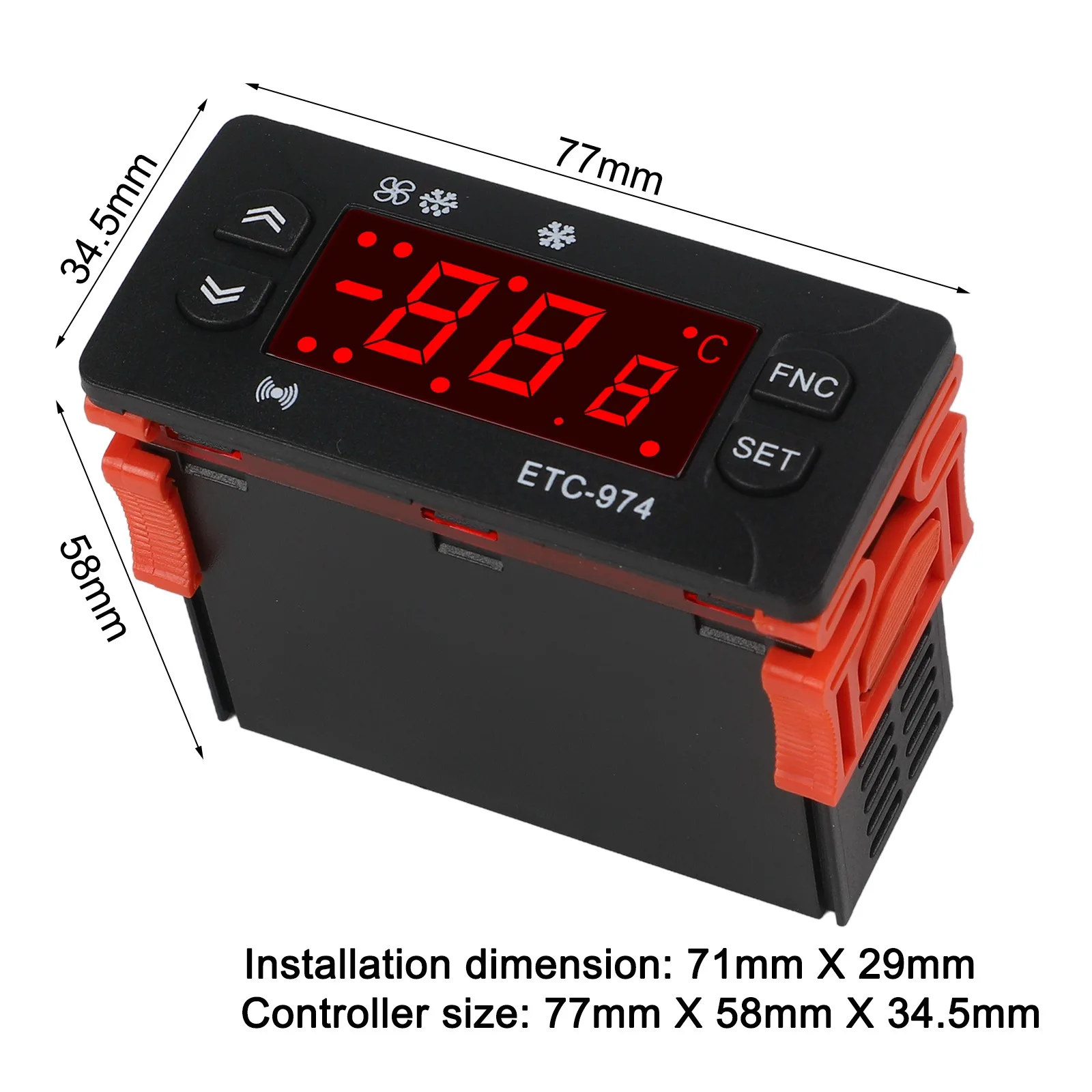 77 * 34.5 * 58 Mm Digital Temperature Controller Probe Measurement Dual Sensor Temperature Storage Temperature -30 To 85