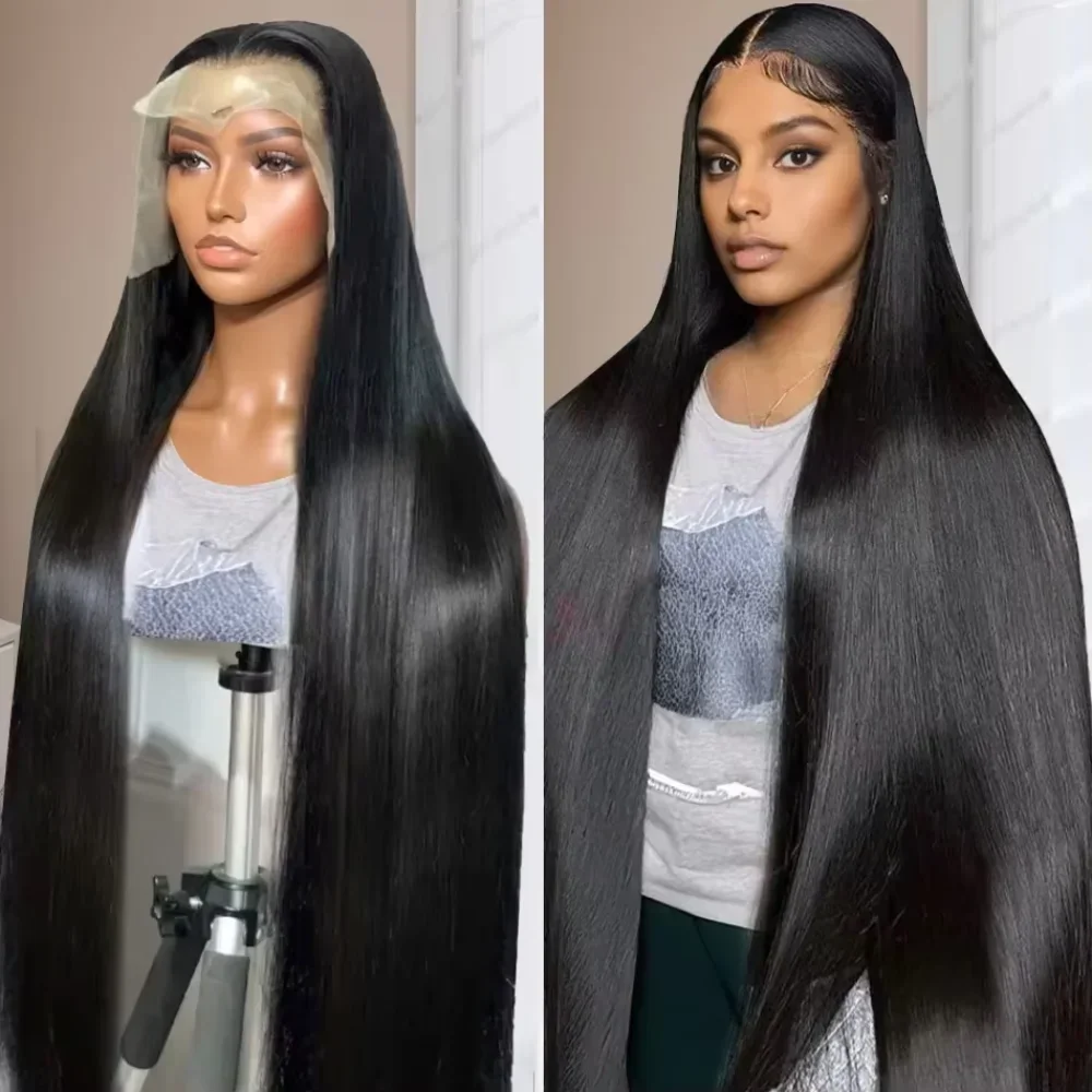 

200% Density Straight Wig 46 inch 13x6 HD Transparent Lace Natural Color Brazilian 100 Human Hair Wig For Women Frontal Lace Wig