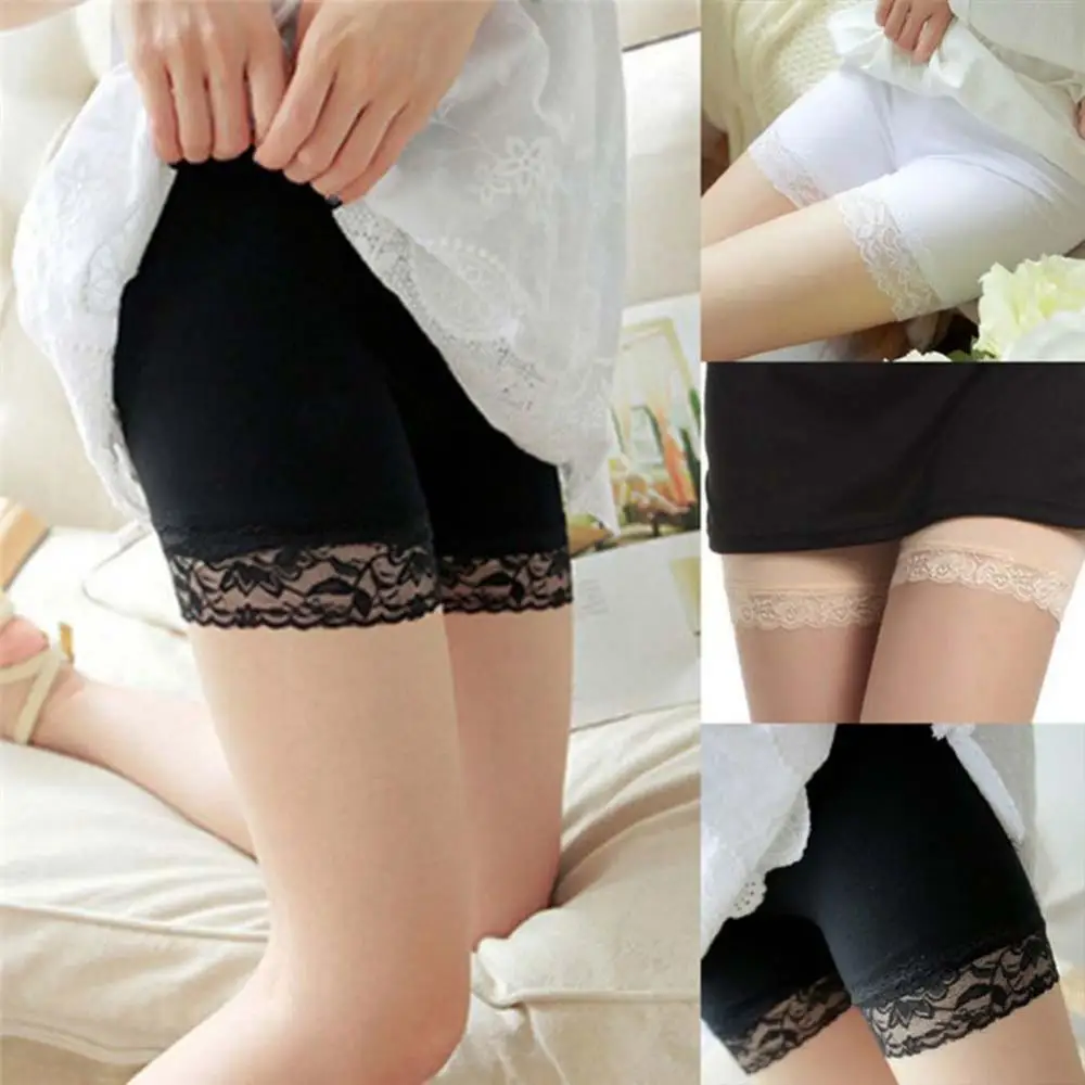 Women Seamless Solid Color Elastic Pant Short Skirt Breathable Shorts Lace Leggings Safety Pantie Pantalones Cortos Under The Sh