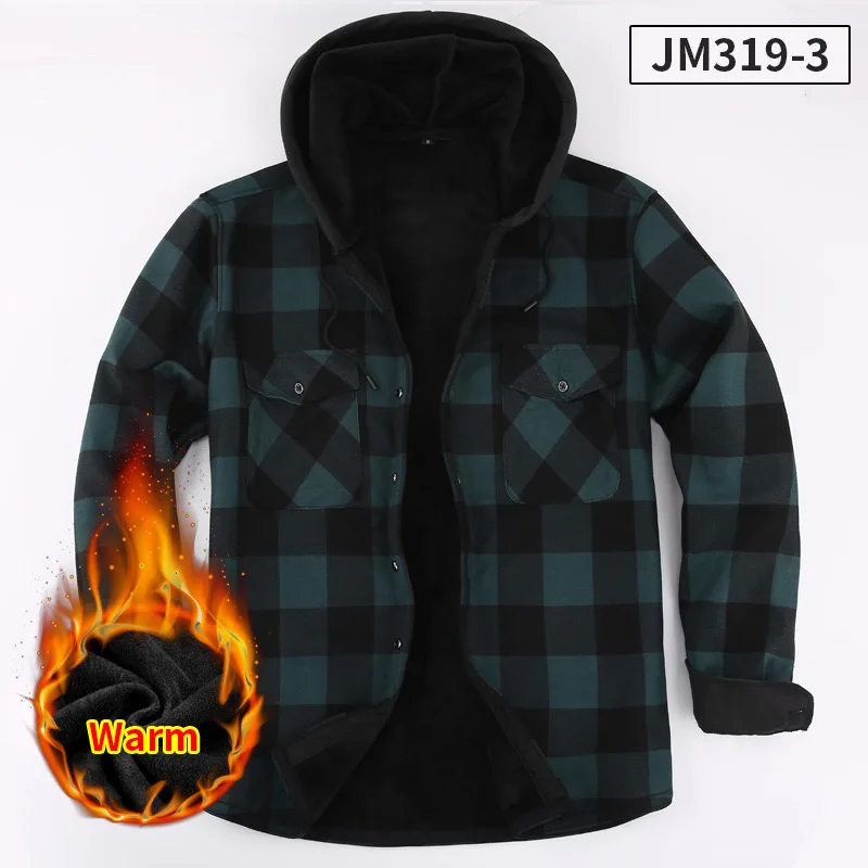 Men\'s long-sleeved shirt hooded plaid non-ironing casual comfort soft trend high quality autumn and winter top street clothes
