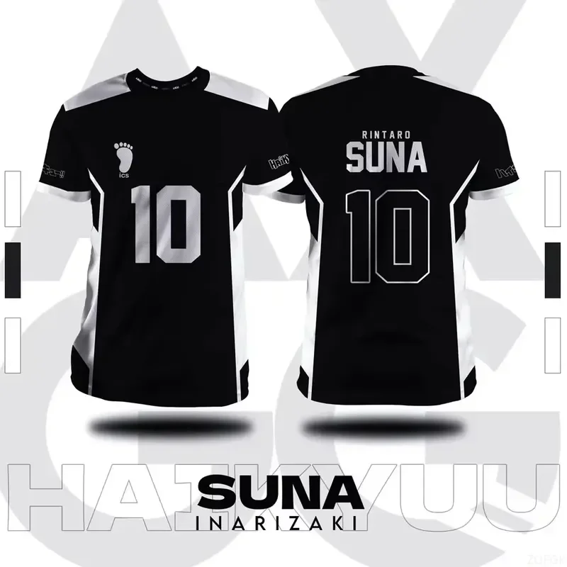 Men's Summer T-shirt Plus Size 3D Printed Haikyuu Inarizaki Anime Cosplay Pattern Breathable Short Sleeved Top