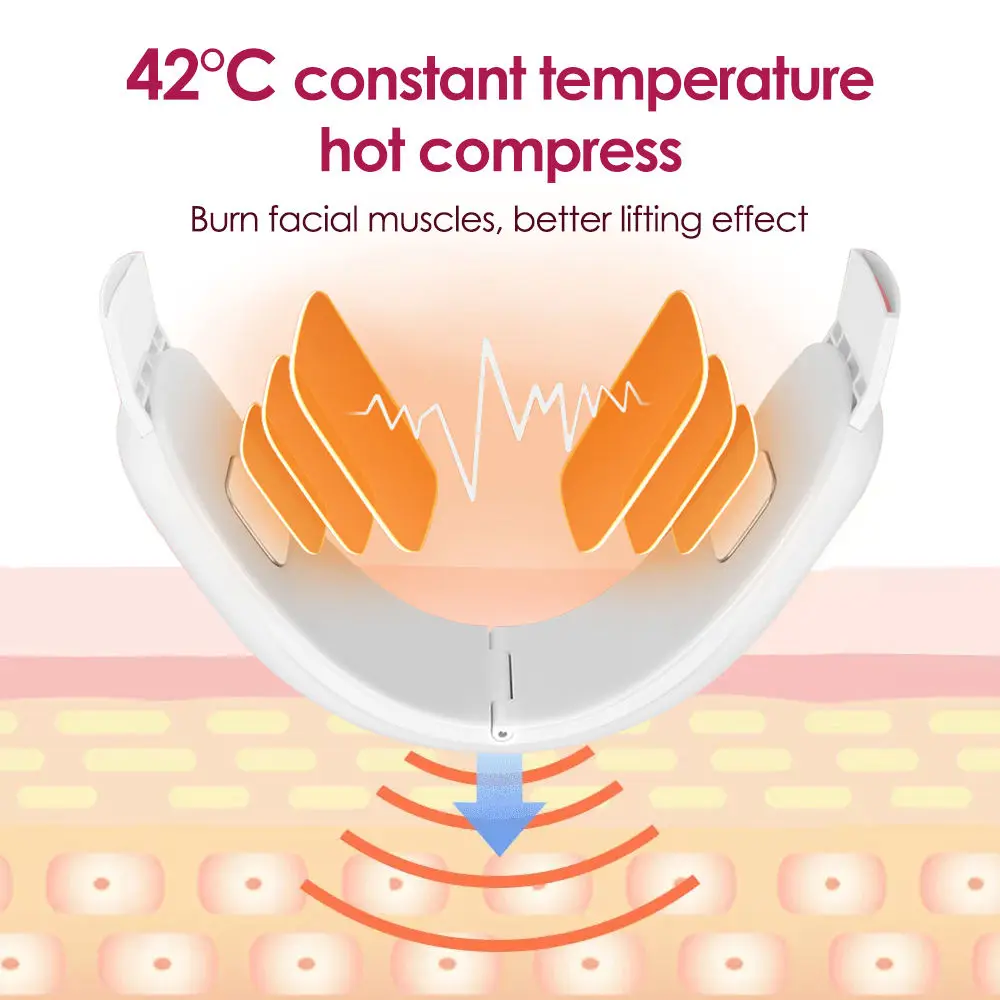 Dispositivo di bellezza Elettrico V Face Lifting Vibrazione Calore Massaggiatore per il rafforzamento della pelle