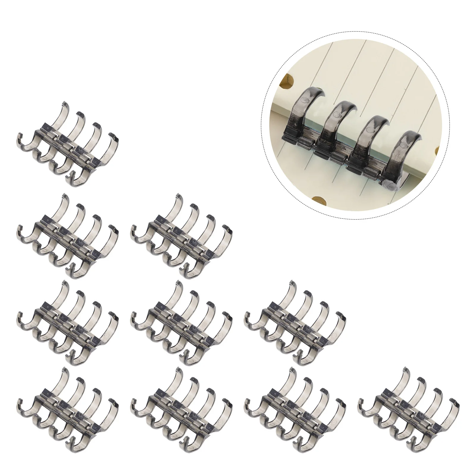 10Pcs Loose Leaf Binder Snaps Plastic Four-Hole Segmented Binder Clips for Scrapbook Office Student Supplies