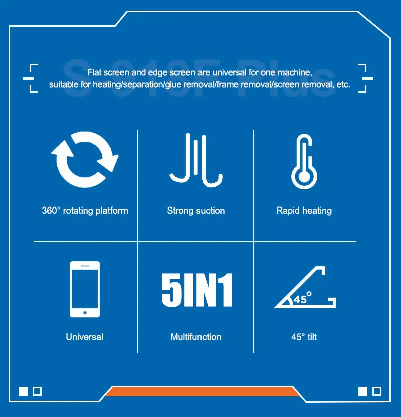 SUNSHINE S-918F PLUS 5 in 1 Edge Screen Separator Curved Screen Separate Glue Remover Machine In Frame Separator Machine