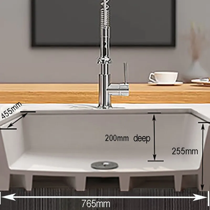 MEJE  Farmhouse Kitchen Sink,,Reversible Single/Double Bowl - White