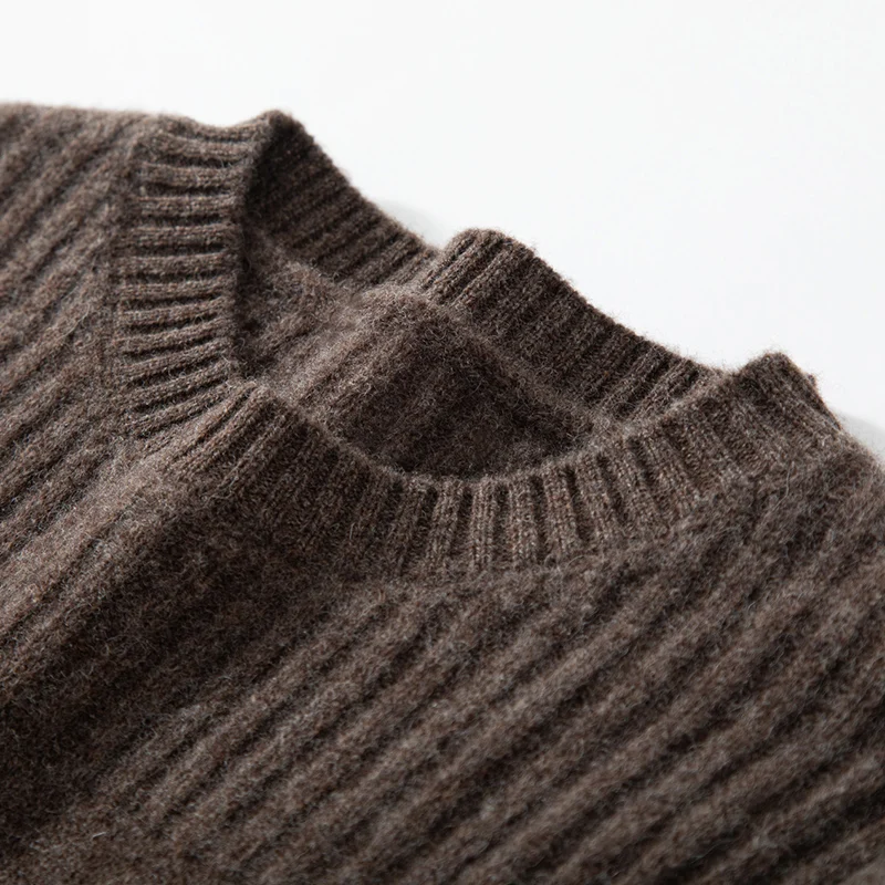 Suéter clásico de lana merina de 100% para hombre, nuevo estilo, Otoño Invierno, cuello redondo, suave, grueso, cálido, Jersey para hombre, suéter, Top de punto informal, ropa