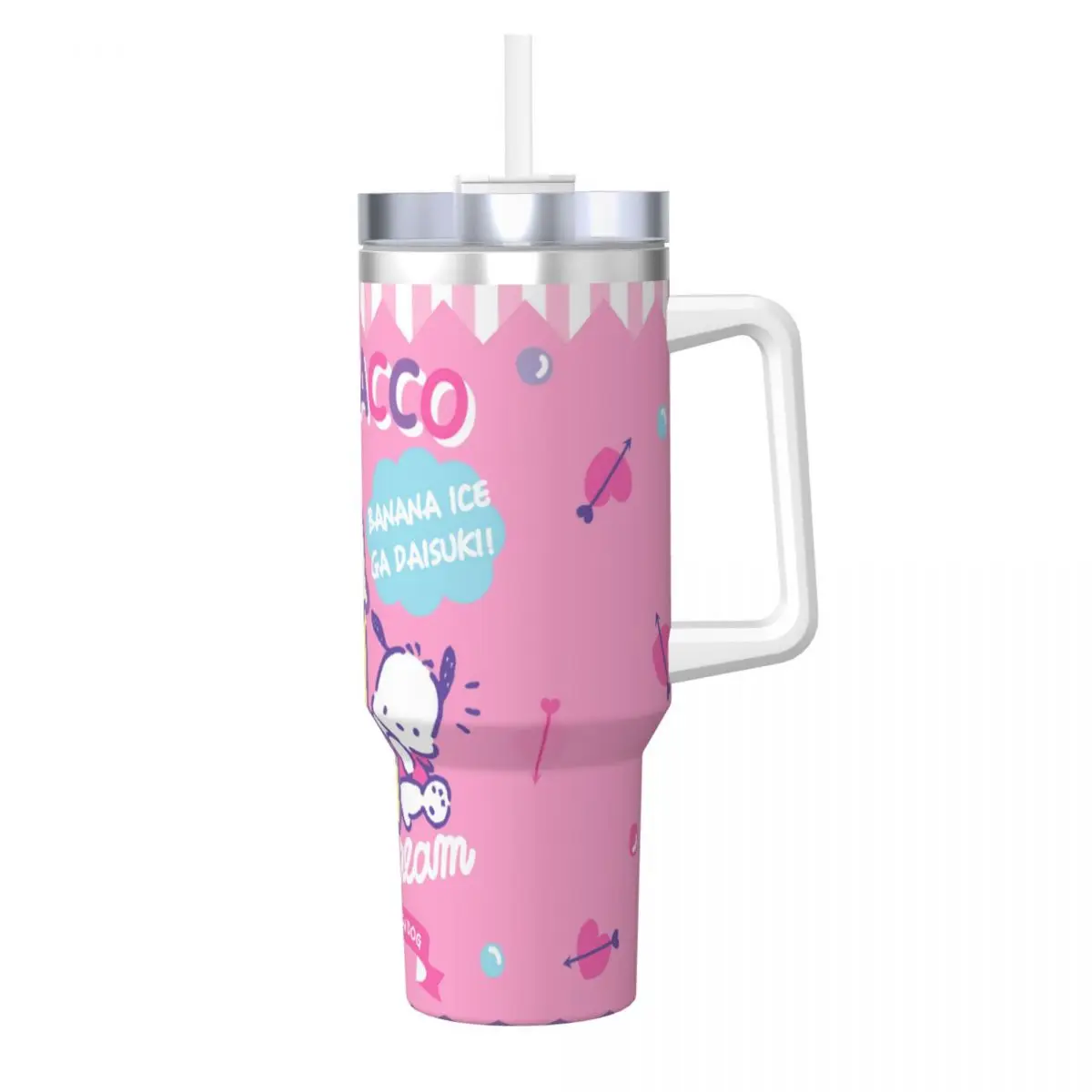 Stainless Steel Tumbler Pochacco Car Mugs With Straws Sanrio Travelist Cold and Hot Water Bottle Keep Heat Large Thermal Cups