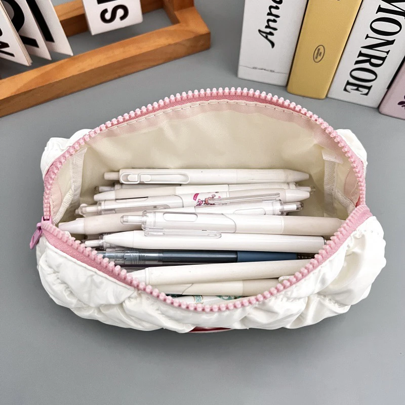 Simple Solid Color Pencil Case High Quality Student Pencil Pouch Portable Large Capacity Stationery Bag School Supplies Gifts