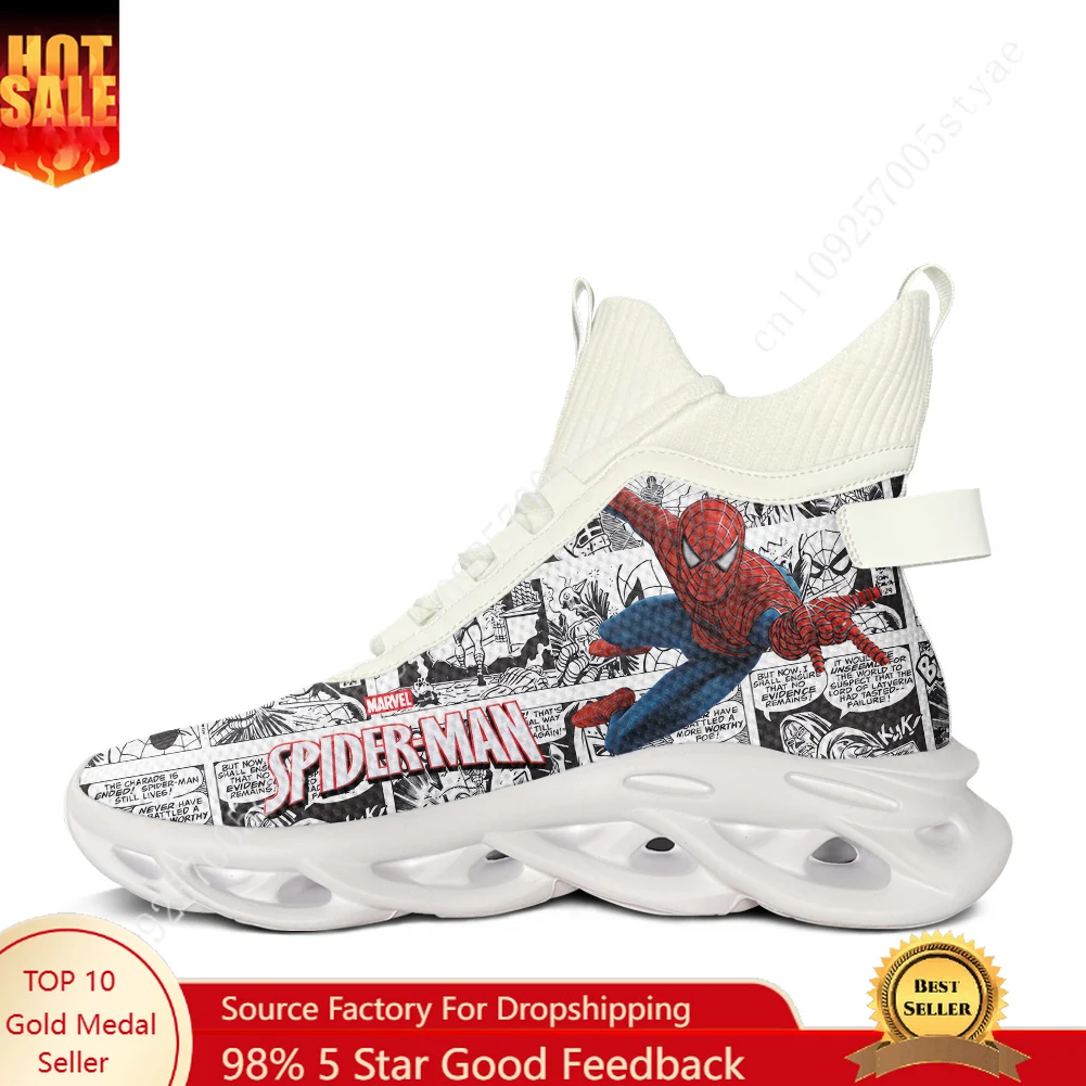 

Marvel Spider Man Peter Benjamin Parker High Top Flats Sneakers Men Women Sports Running Shoes Lace Up Mesh Footwear Custom Shoe
