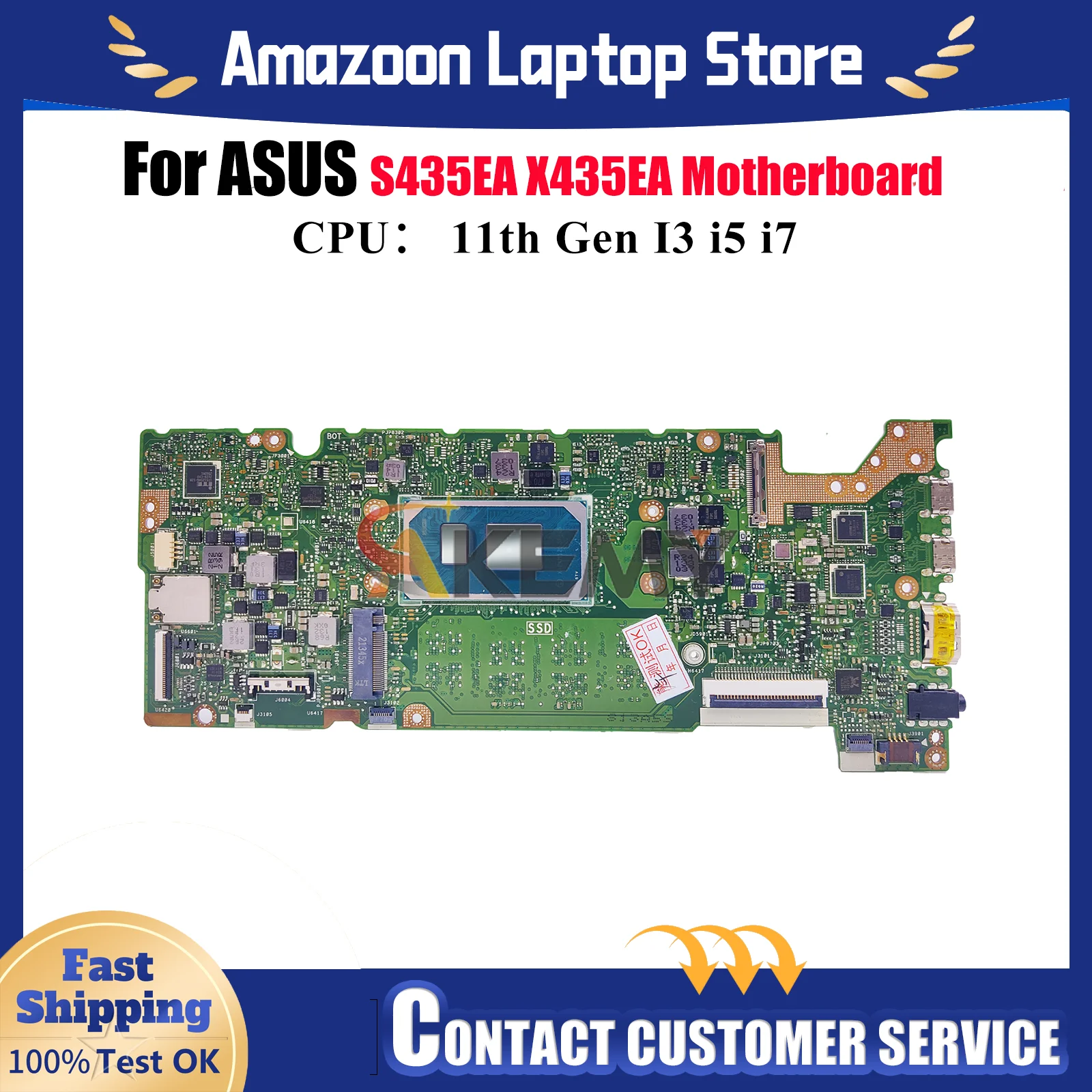 

Материнская плата для ноутбука X435EA для ASUS VivoBook S435EA X435EA X435E, материнская плата для ноутбука с 11-го поколения I3 i5 i7 tests, ОК, быстрая доставка