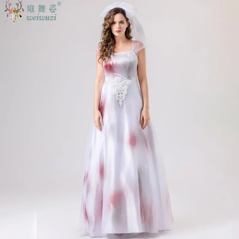 Карнавальный Хэллоуин Леди Делюкс Труп Невесты Костюм Скелета Мексиканский День Мертвых Призрачный Наряд Косплей Необычное Вечернее Платье