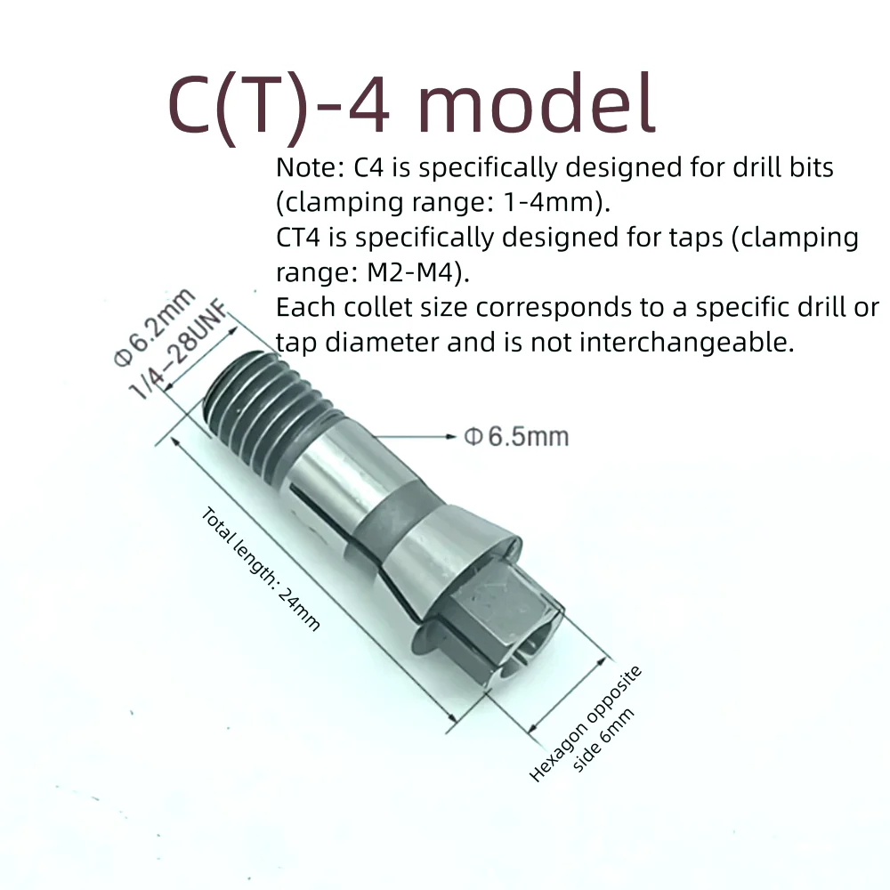 Maschinenspannzange für Gewindebohrer 4mm CT4/CT5/CT6/CT9/CT12/CT14/CT16 S2.5 S3.0 CNC-Teile Metallspindelwerkzeug Werkstückhalterung – Detail 7
