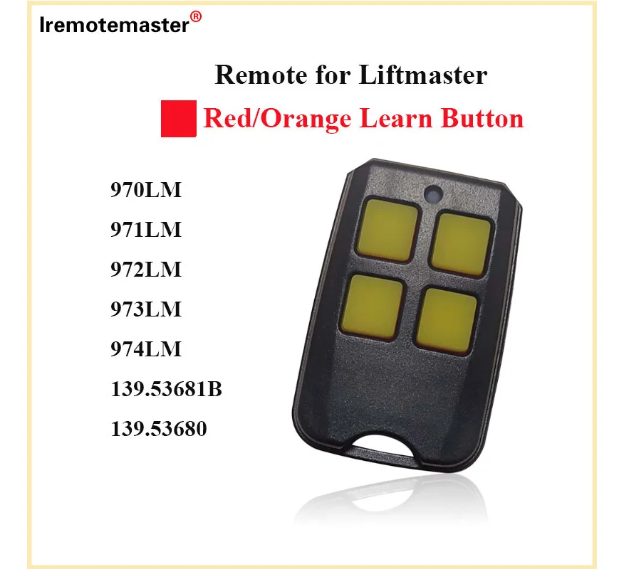 For Liftmaster 971LM 973LM 390mhz Security+ Garage Door Remote Control Compatible with RED/ORANGE Learn Button Gate Openers