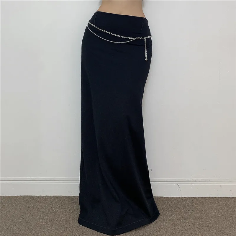 

Slim-Fit Solid Color One-Piece Slit Slim-Fit Skirt Sexy Hot Girl High Waist Slimming American Hip Skirt for Women