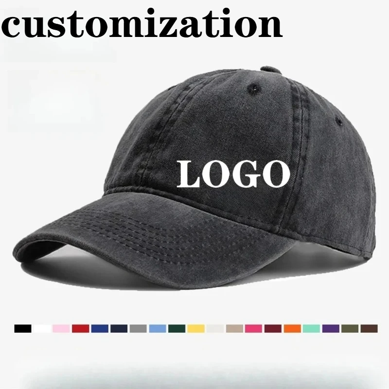 Customized Large Head Circumference Washed Baseball Hat for Women Small Face Made Old Duckbill Cap Summer Sun Shading for Men