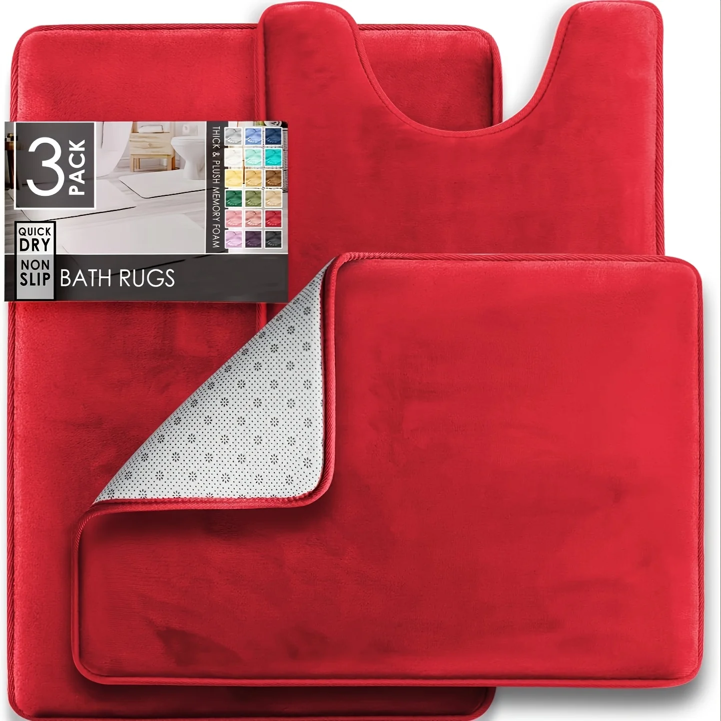 

3pcs SoftTouch Memory Foam Bath Mat Non-Slip Water Absorbent Thick Cushioned Floor Rug Suitable for