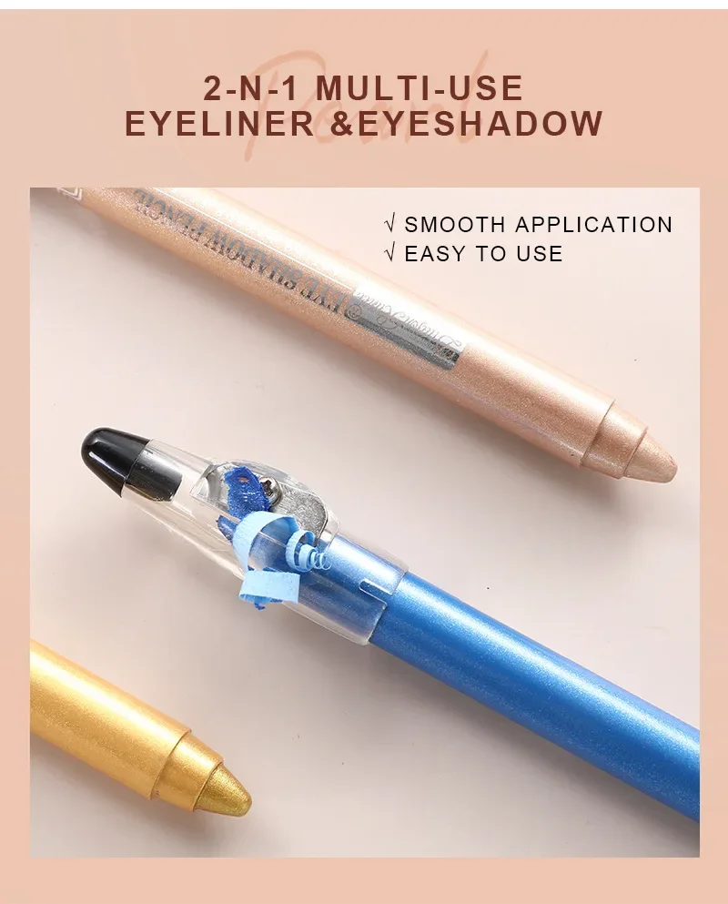 Pearlescent Eyeshadow Pen Lying Silkworm Eyeliner Pencil with Sharpener Matte Waterproof Eye Shadow Stick Eyes Makeup Cosmetics