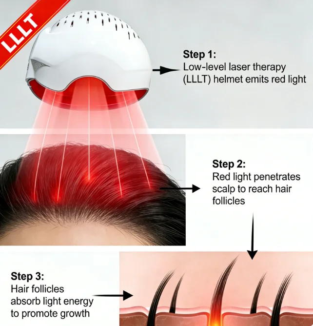 

Система для восстановления роста волос | Аппарат для низкоуровневой лазерной терапии (НЛЛТ) для мужчин и женщин – повышает плотность волос, успокаивает кожу головы