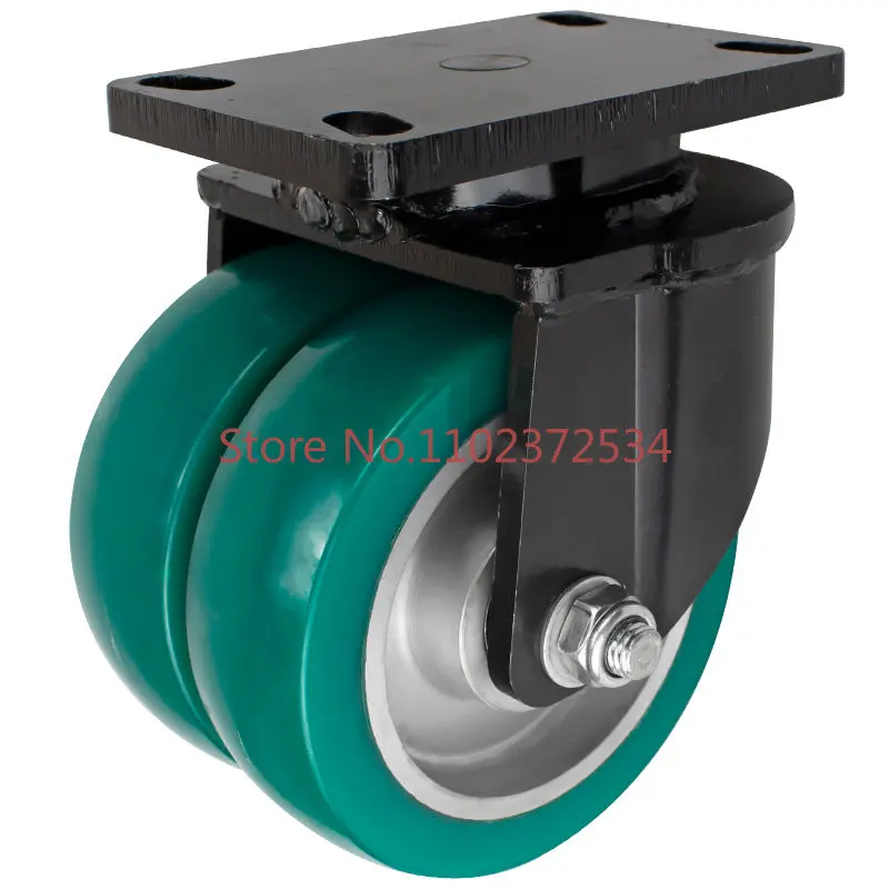 Castors 4-inch 6-inch 8-inch heavy-duty PU dual wheel AGV aluminum core polyurethane 1-ton high-speed universal wheel