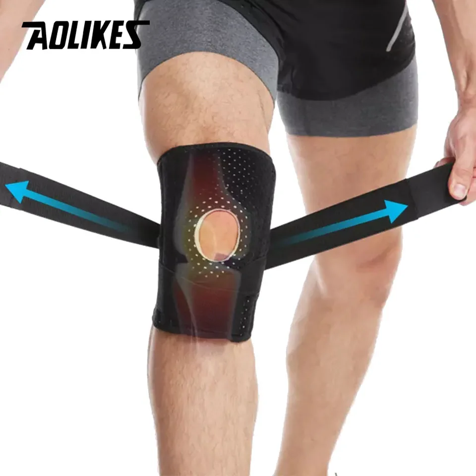 

AOLIKES 1 шт. наколенник с боковыми стабилизаторами и гелевыми подушечками для Надколенника регулируемые компрессионные наколенники для облегчения боли в колене