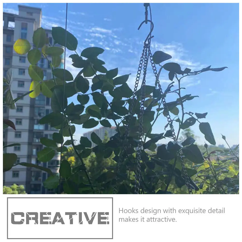 Heavy Duty Plant Pot Hanging Chain Set – 3pcs Iron Hooks for Outdoor Indoor Garden, Balcony & Courtyard Decor