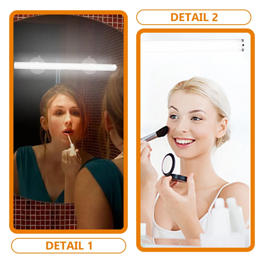 Lampada da bagno ricaricabile a LED, ventosa, barra luminosa, specchio, illuminazione frontale per trucco, luci da trucco per specchio