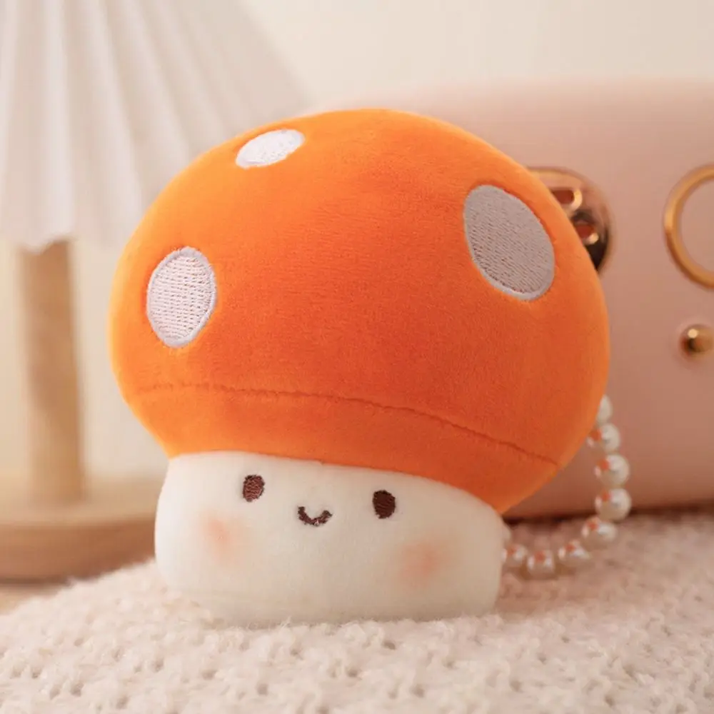 

Mushroom Mushroom Keychain Car Key Ring PP Cotton Mushroom Pearl Pendant With Pearl Cartoon Mushroom Peluche Couple Gift