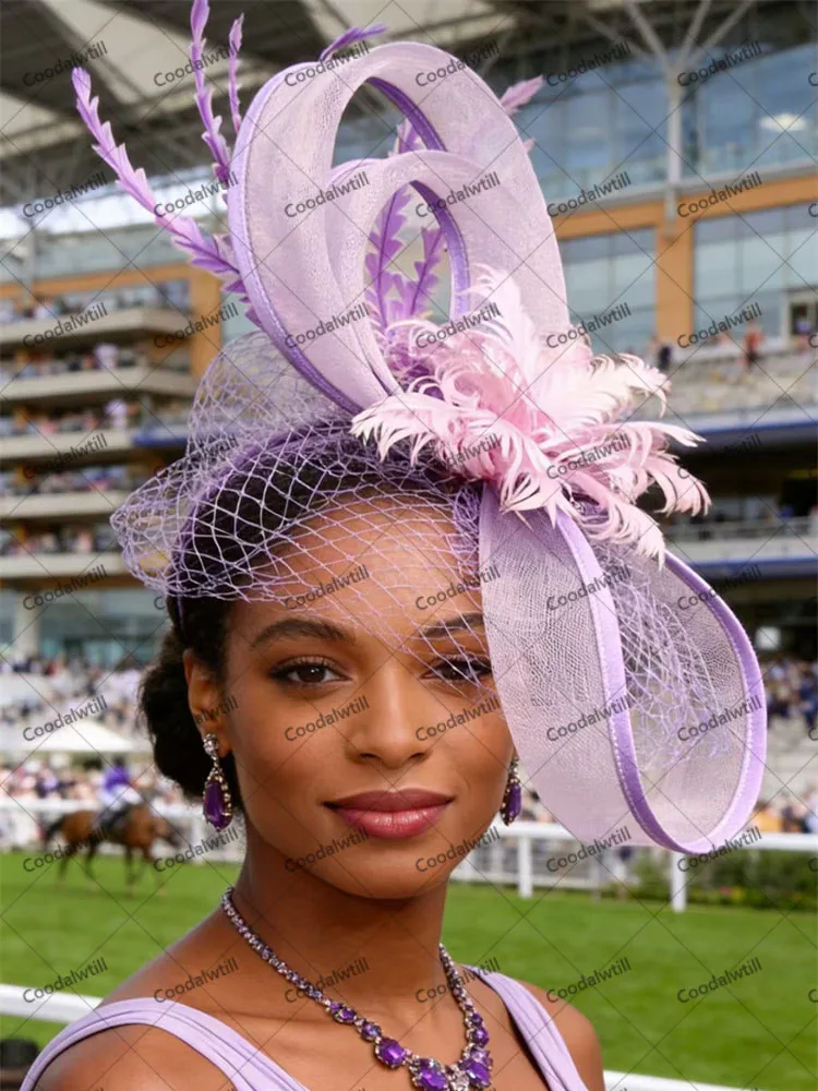 Royal Blue Mesh Hair Fascinator Hat Accessories Ladies Women Elegant Church Wedding Veil Race Headdress Bride Cocktail Pillbox image 3