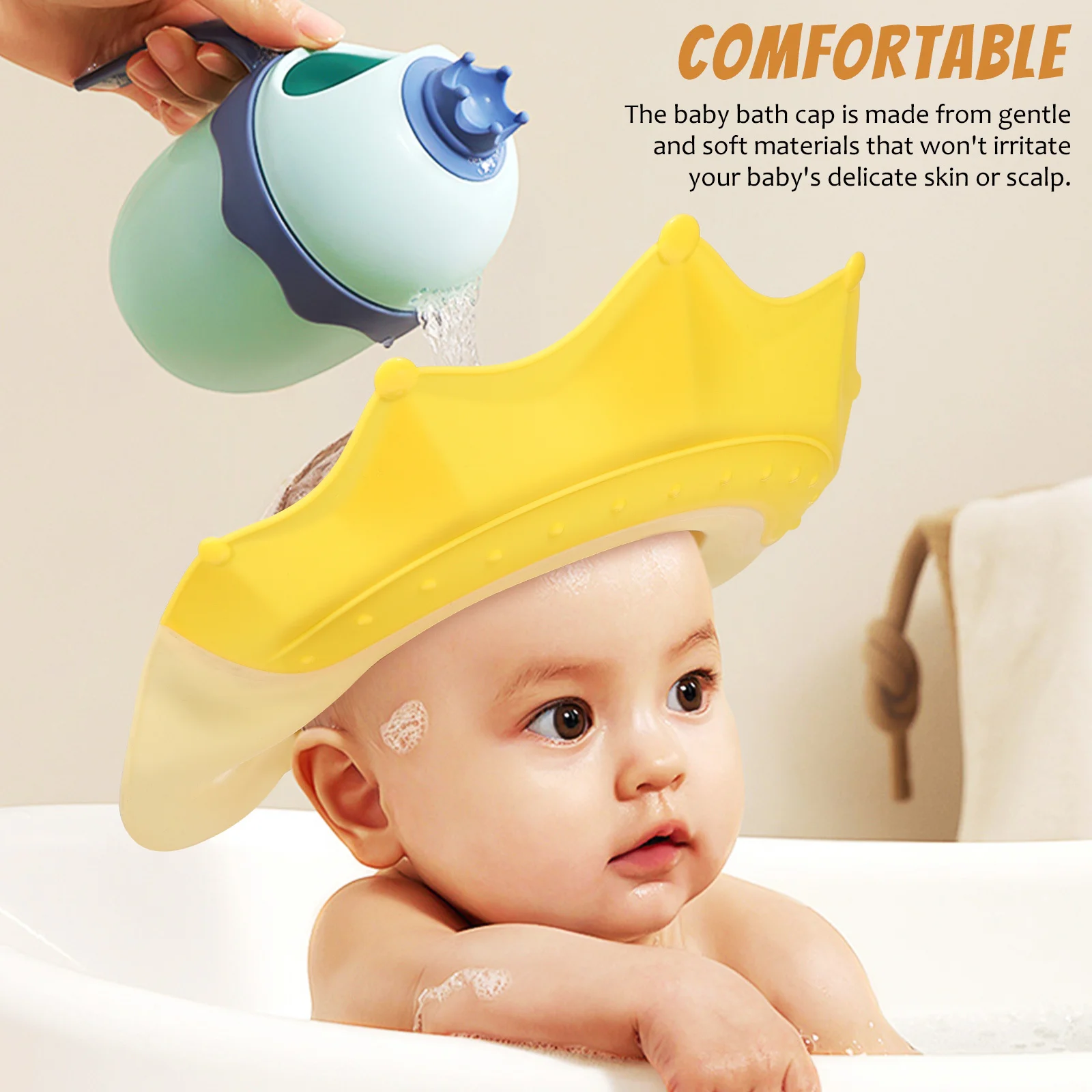 

Toddler Shower Cap Baby Bath Hat Adjustable Soft PP Material Water Proof Eyes Ears Protection Stylish Bath Visor for Infants