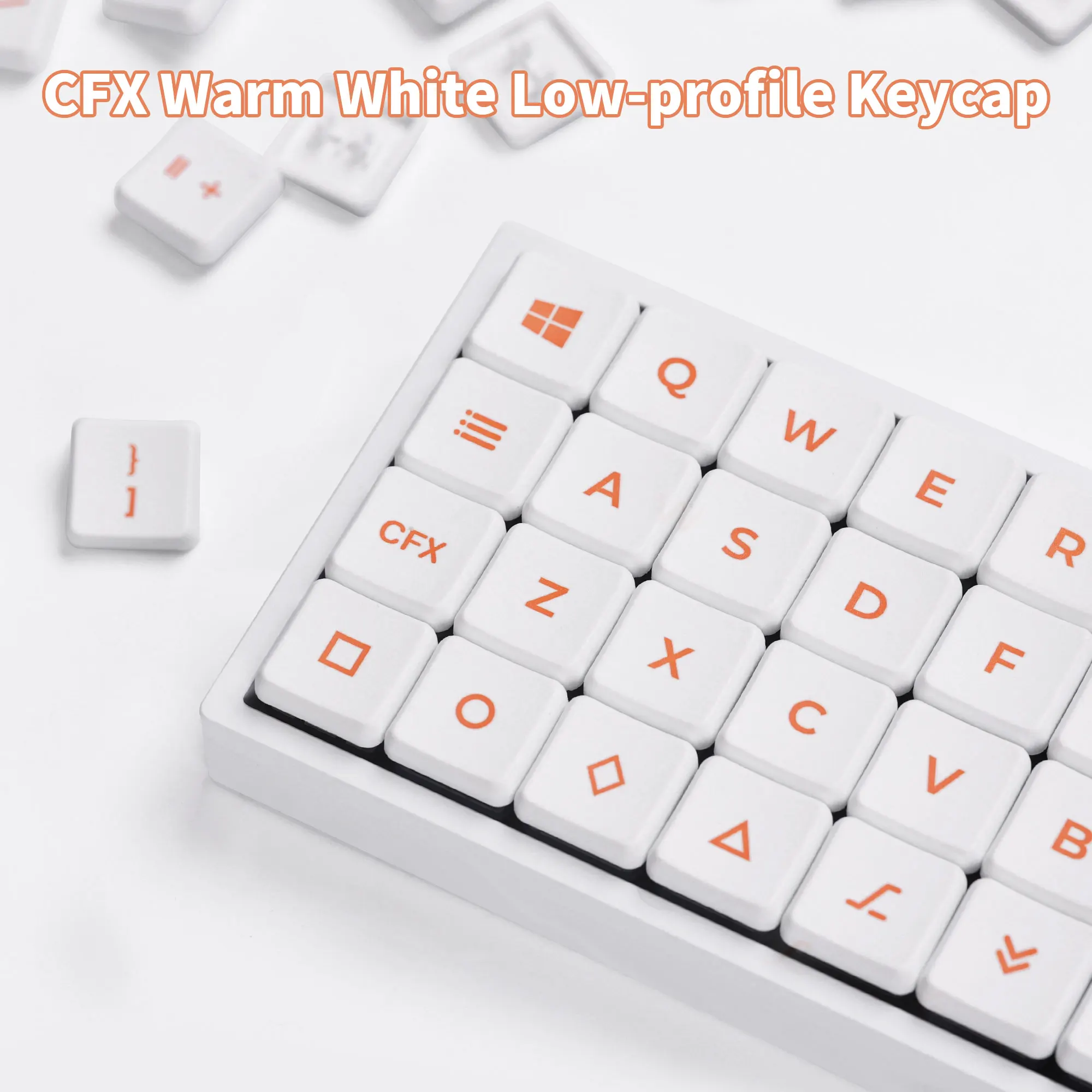 Chosfox 66 Keys CFX Orange Low Profile Keycaps PBT Keycaps for Kailh 1350 Choc V1 Low Profile Switch Mechanical Keyboard Keycaps