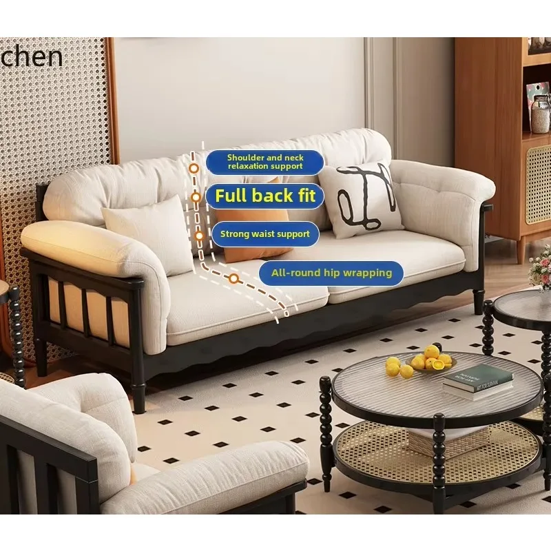 sf-1 fabric sofa living room small apartment three-person straight row medieval Nordic clouds full