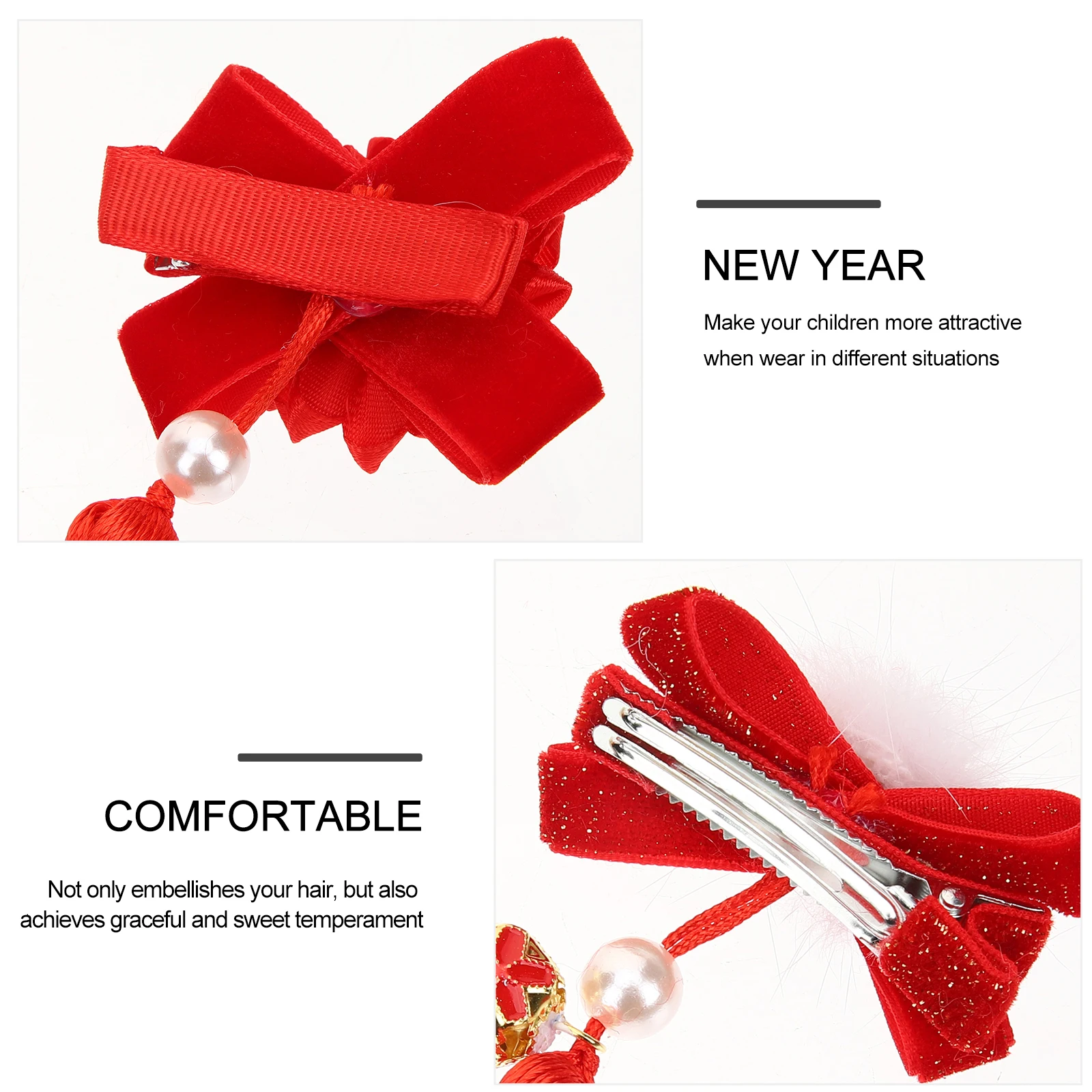 

3 Pairs Hanfu Hair Accessories Ball Hairpins Flower Clips Barrettes Dangle Tassel Girls Decorative For Thick Curly Hair