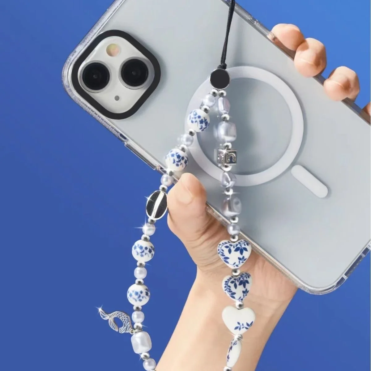 

The Blue and White Porcelain Phone Charm Short Beads Chain Mobile Phone Straps for IPhone Lanyard Bracelet for Samsung Galaxy